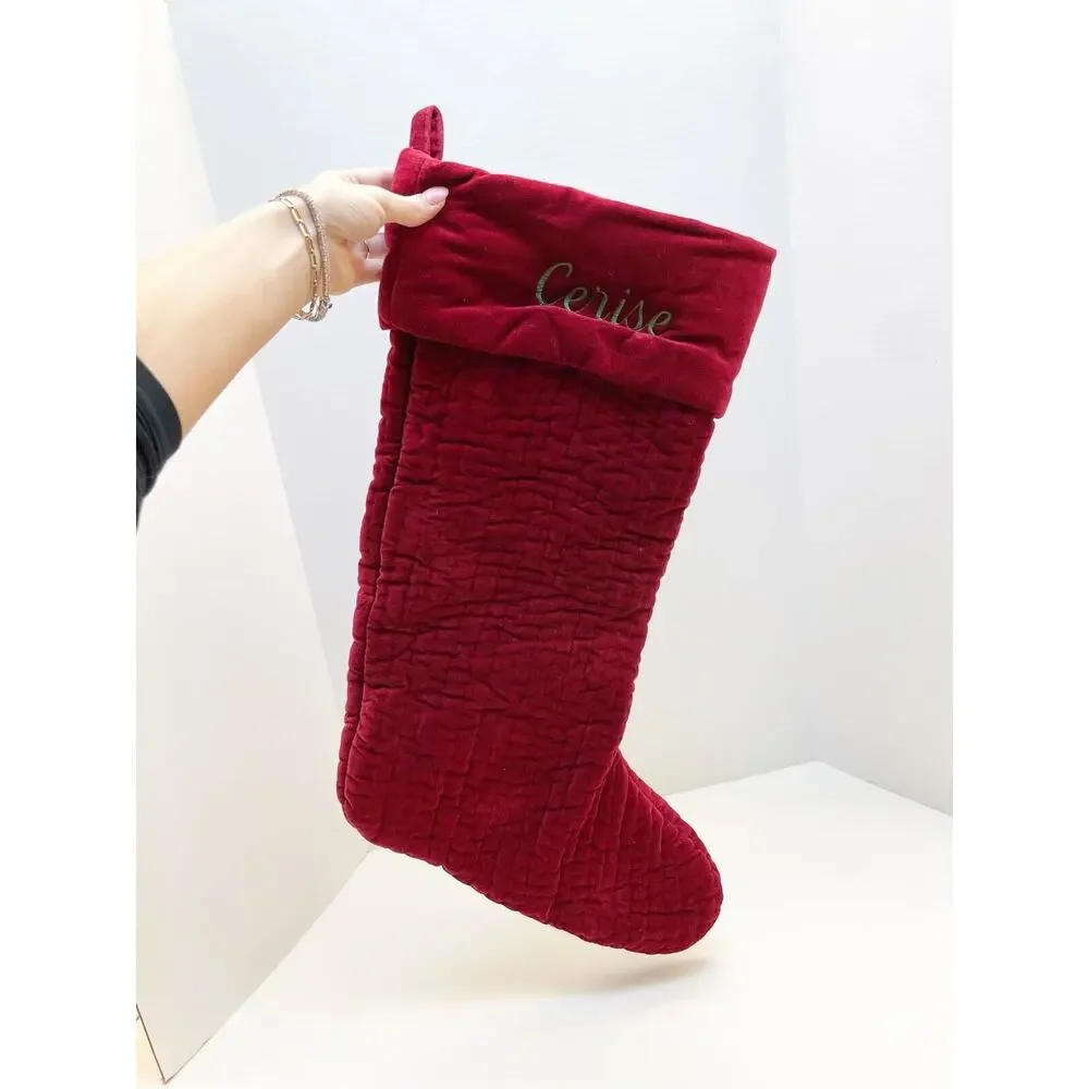 Pottery Barn Red Velvet Large Soft Stocking Personalized Cerise NWT
